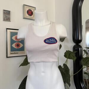 Von Dutch Ribbed White Cropped Tank